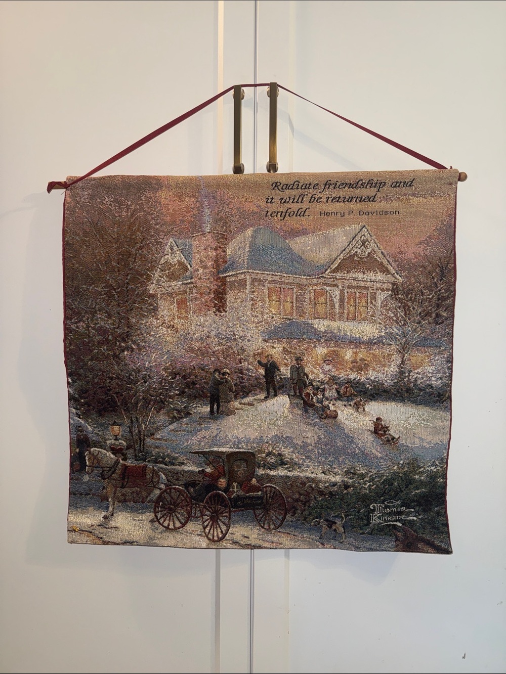 Vintage Thomas Kinkade Victorian Christmas II tapestry